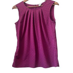 Merona Purple Sleeveless Top with Pleated‎ Detail Business Casual Blouse
